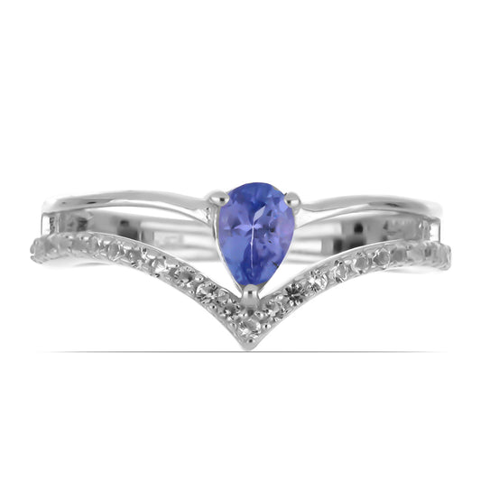 Silberring mit Tansanit und weißem Topas