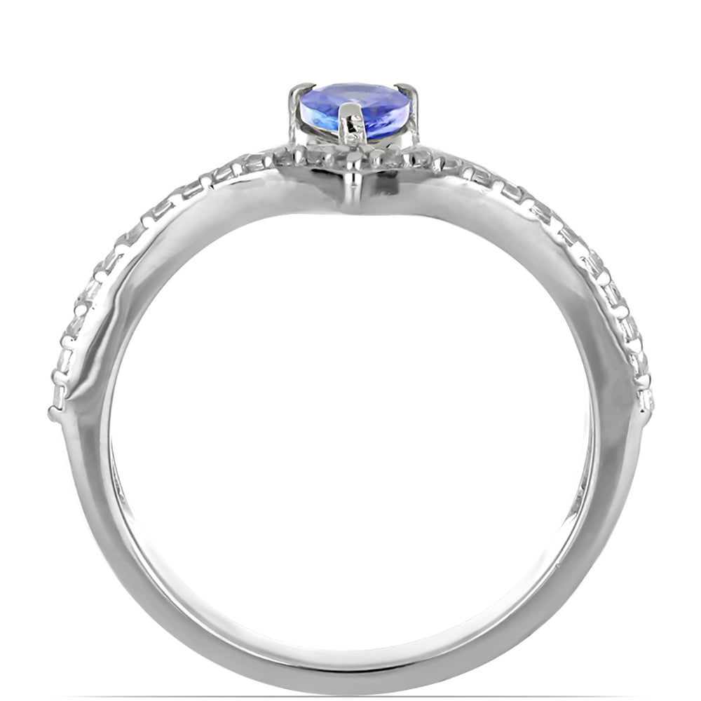 Silberring mit Tansanit und weißem Topas