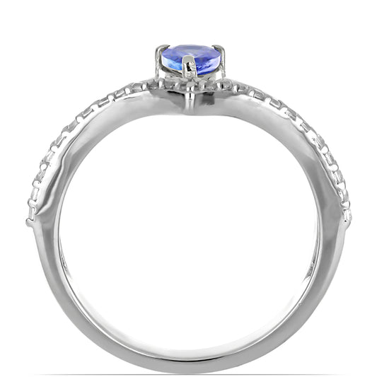 Silberring mit Tansanit und weißem Topas