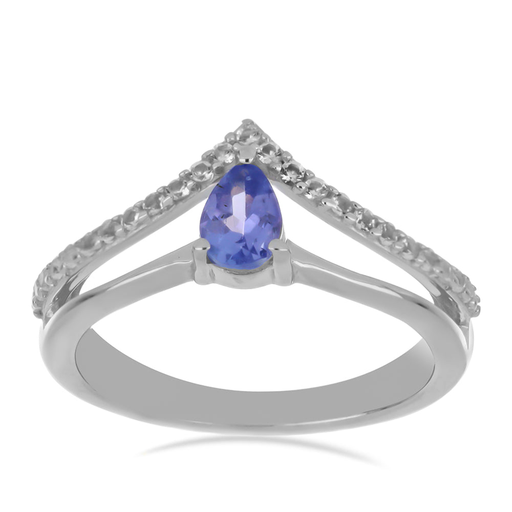 Silberring mit Tansanit und weißem Topas 3 