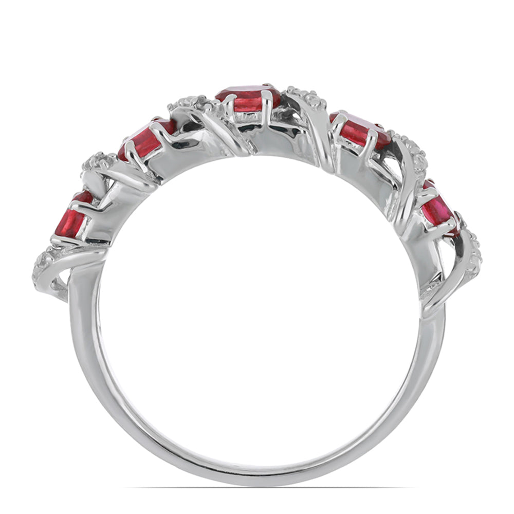 Silberring mit Rubin aus Madagaskar und weißem Topas 2 