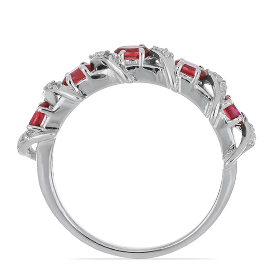 Silberring mit Rubin aus Madagaskar und weißem Topas