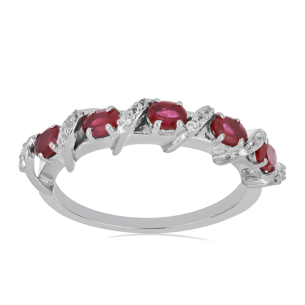 Silberring mit Rubin aus Madagaskar und weißem Topas 3 