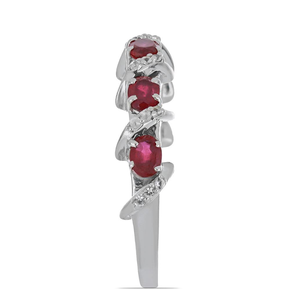 Silberring mit Rubin aus Madagaskar und weißem Topas