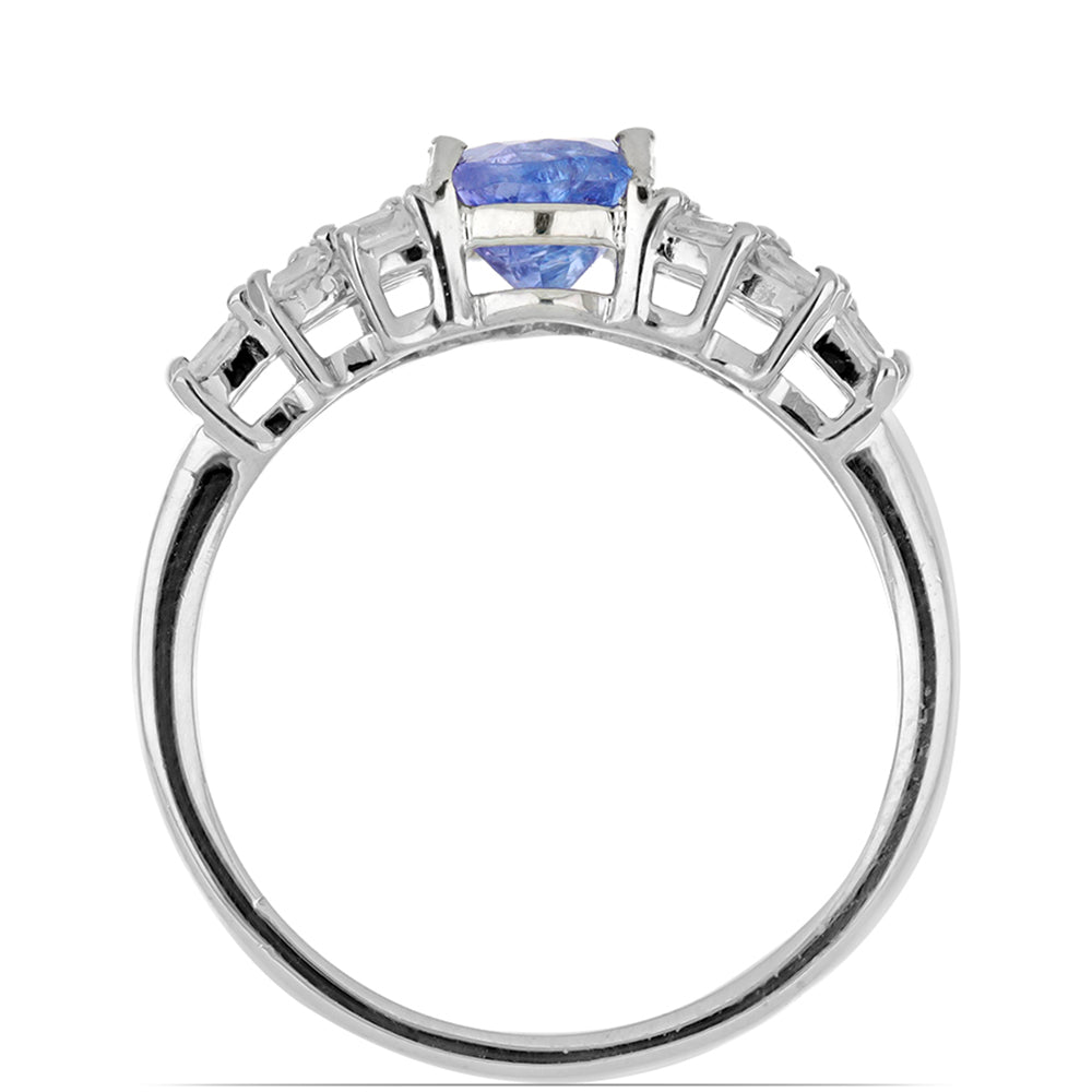 Silberring mit Tansanit und weißem Zirkon 2 