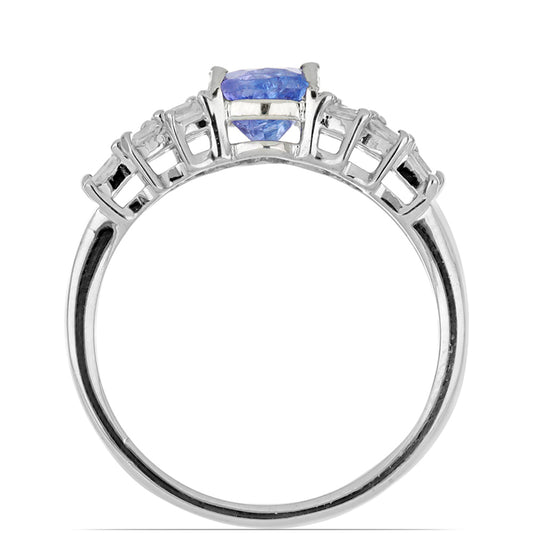 Silberring mit Tansanit und weißem Zirkon