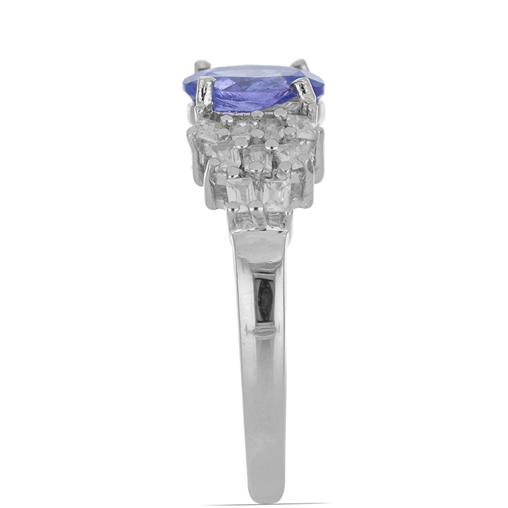 Silberring mit Tansanit und weißem Zirkon 4 