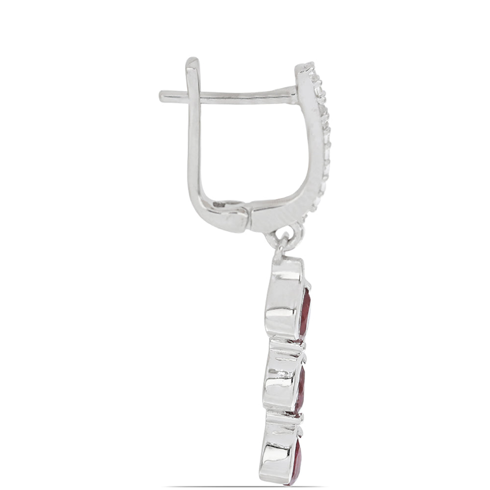 Silberohrringe mit Rubin aus Madagaskar und weißem Topas 2 