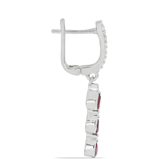 Silberohrringe mit Rubin aus Madagaskar und weißem Topas