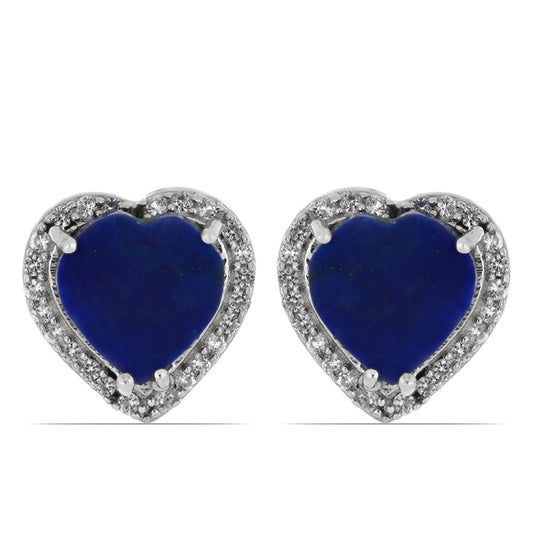 Silberohrringe mit Lapislazuli aus Badakhshan und weißem Topas