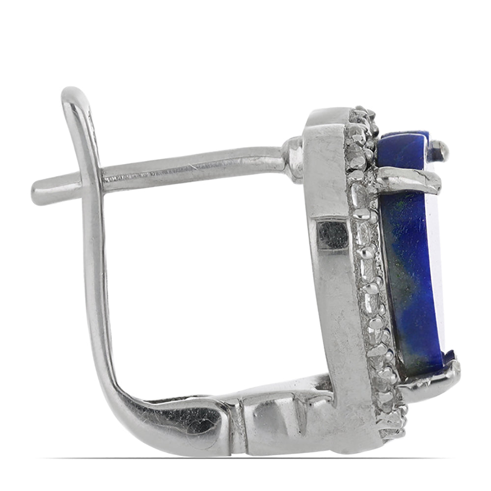 Silberohrringe mit Lapislazuli aus Badakhshan und weißem Topas 2 