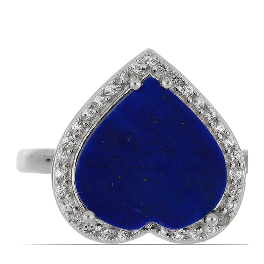 Silberring mit Lapislazuli aus Badakhshan und weißem Topas