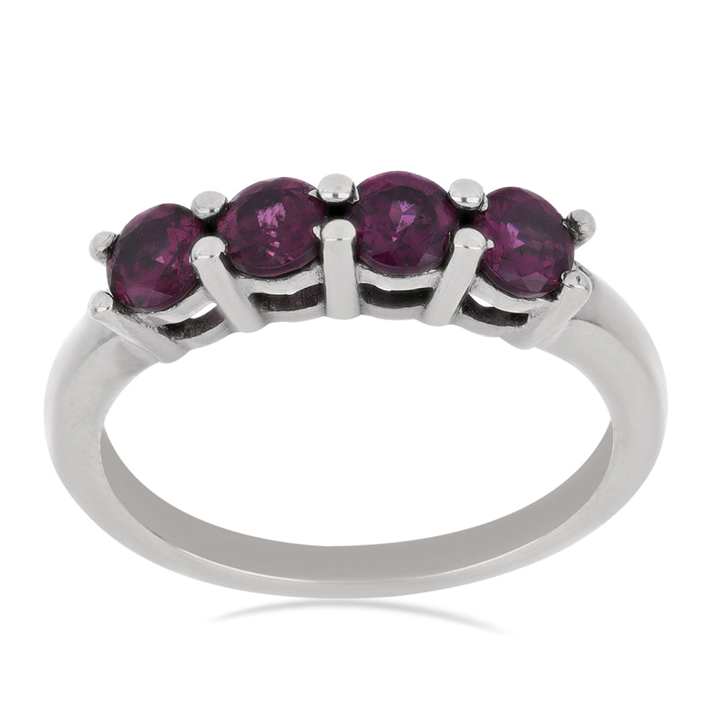 Silberring mit Rhodolith aus Moatize