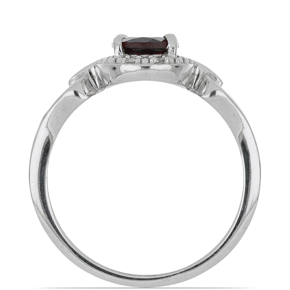 Silberring mit Rhodolith aus Moatize und weißem Topas 2 