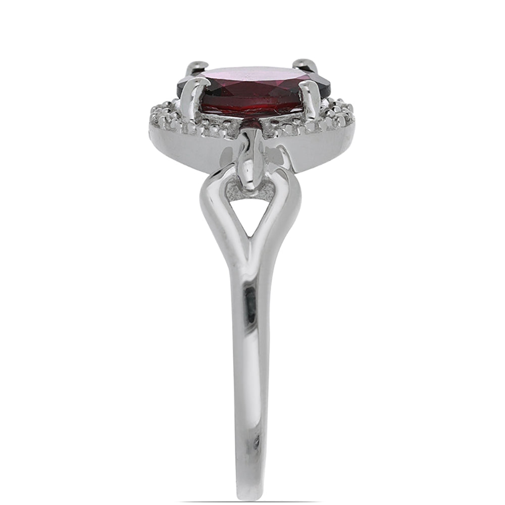 Silberring mit Rhodolith aus Moatize und weißem Topas 4 