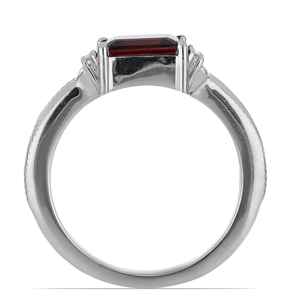 Silberring mit Rhodolith aus Moatize und weißem Topas 2 