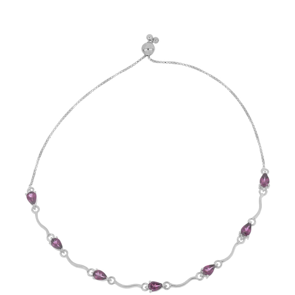 Silberarmband mit Rhodolith aus Moatize 1 