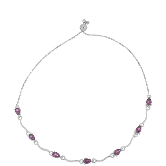 Silberarmband mit Rhodolith aus Moatize