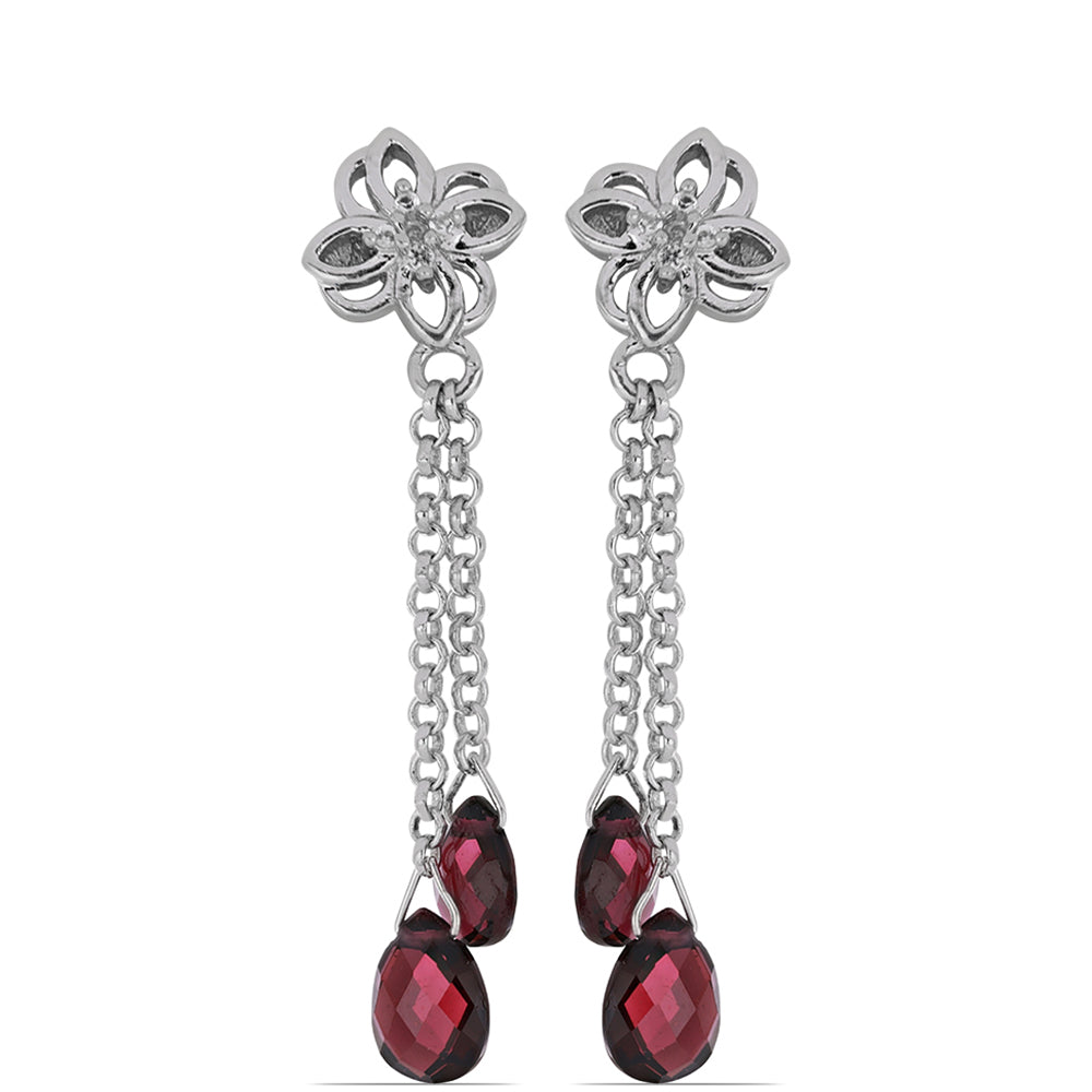 Silberohrringe mit Rhodolith aus Moatize und weißem Topas