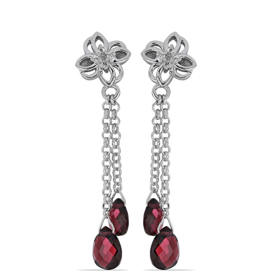 Silberohrringe mit Rhodolith aus Moatize und weißem Topas