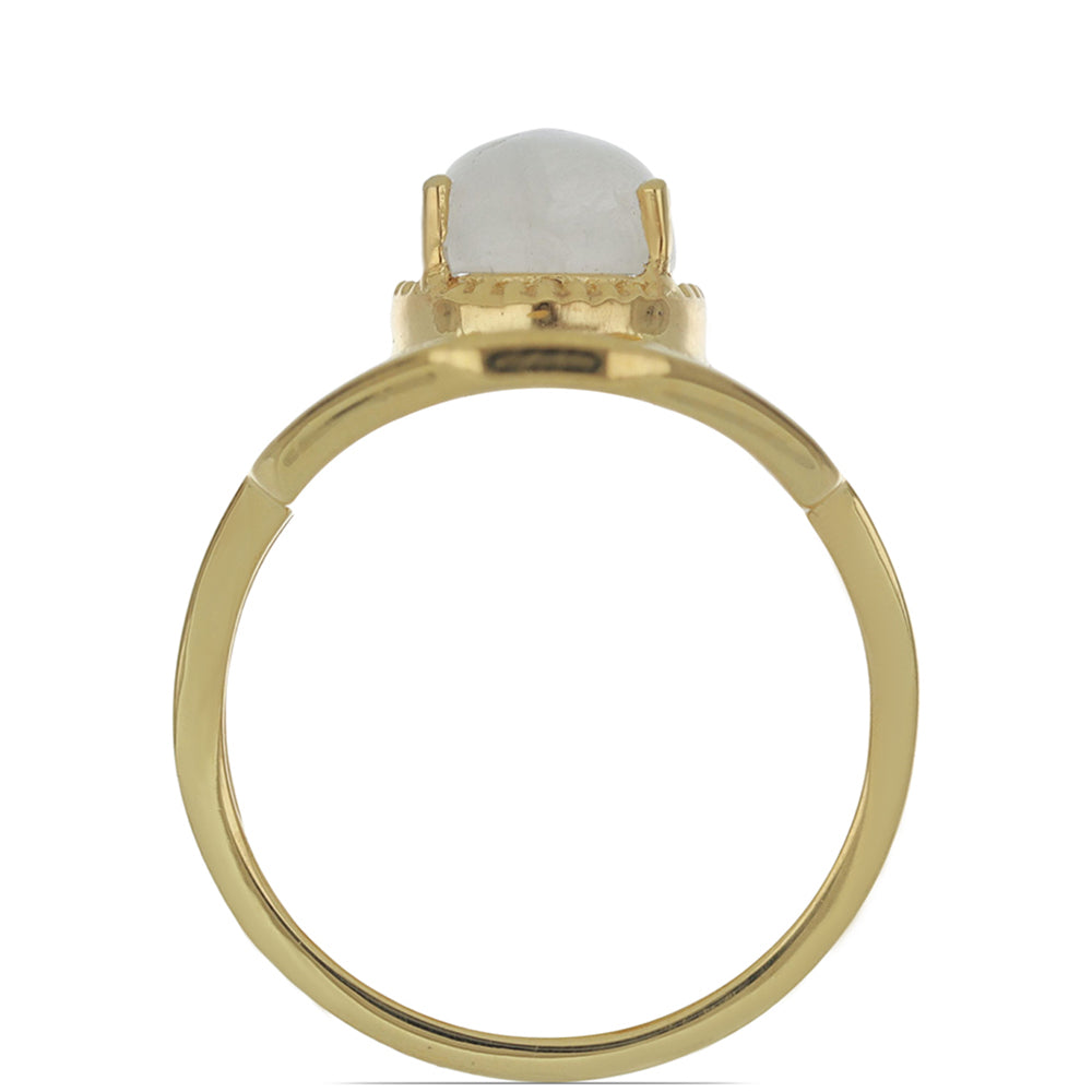 Goldplattierter Silberring mit Emaille und Regenbogenmondstein