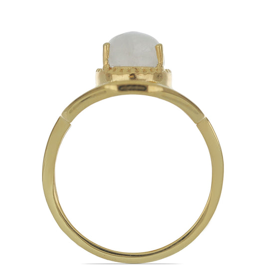 Goldplattierter Silberring mit Emaille und Regenbogenmondstein