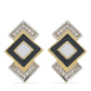 Goldplattierte Silberohrringe mit Emaille und weißem Topas