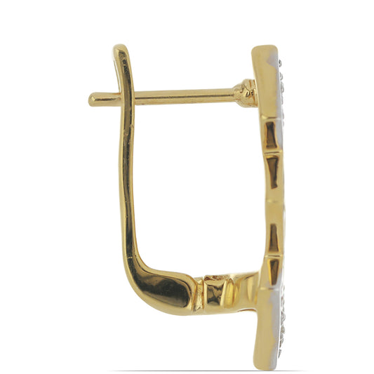 Goldplattierte Silberohrringe mit Emaille und weißem Topas