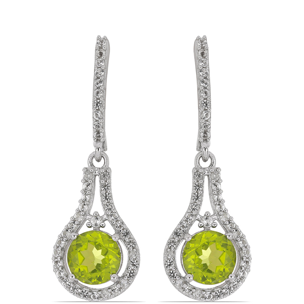 Silberohrringe mit Peridot aus Changbai und weißem Topas 1 