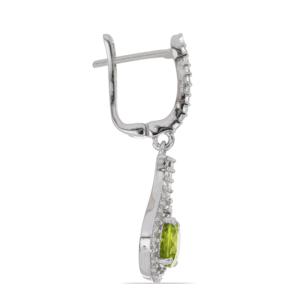 Silberohrringe mit Peridot aus Changbai und weißem Topas 2 