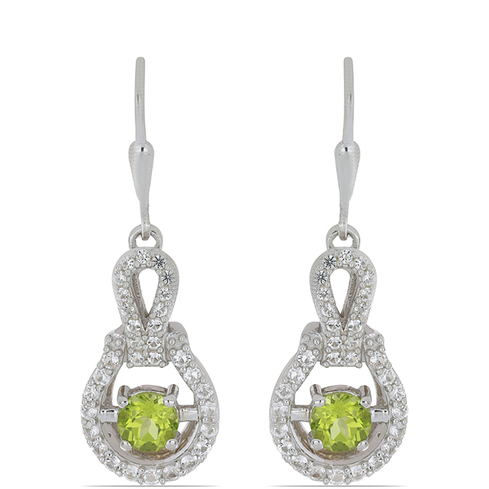 Silberohrringe mit Peridot aus Changbai und weißem Topas