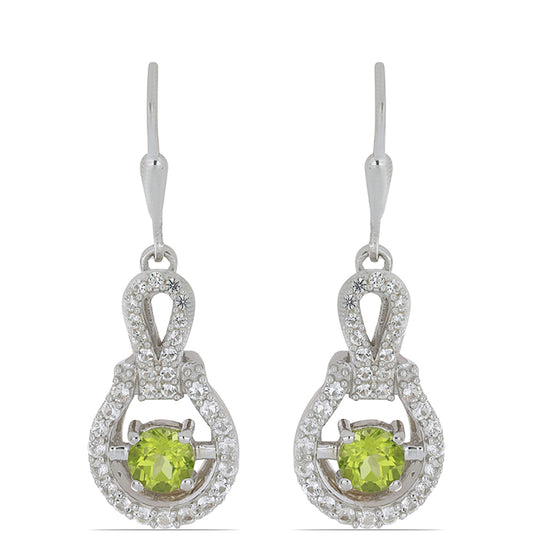 Silberohrringe mit Peridot aus Changbai und weißem Topas