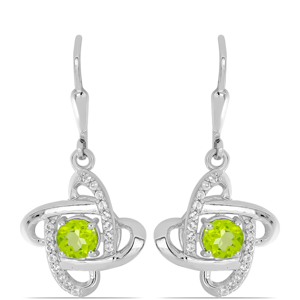 Silberohrringe mit Peridot aus Changbai und weißem Topas