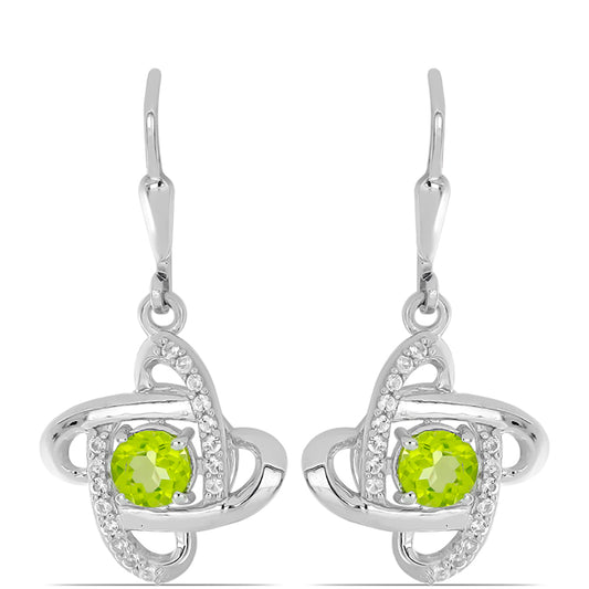 Silberohrringe mit Peridot aus Changbai und weißem Topas