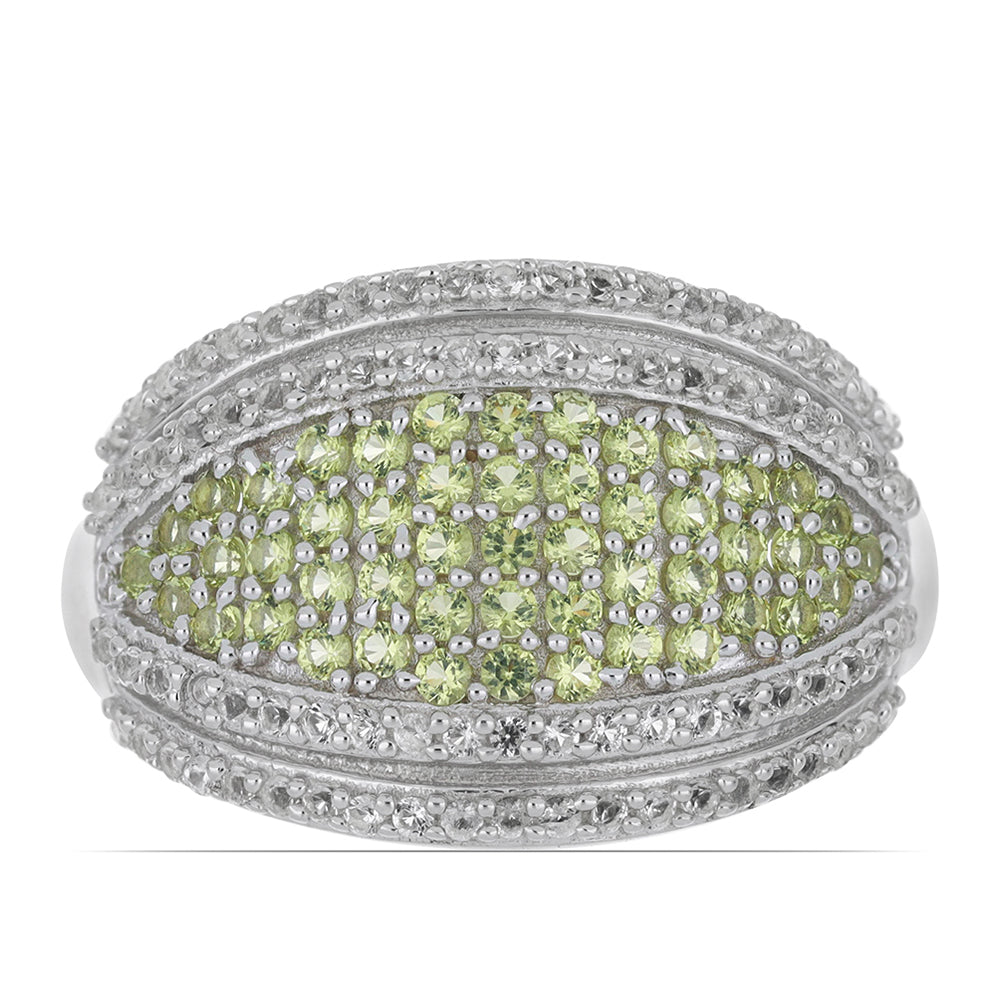Silberring mit Peridot aus Changbai und weißem Topas 1 