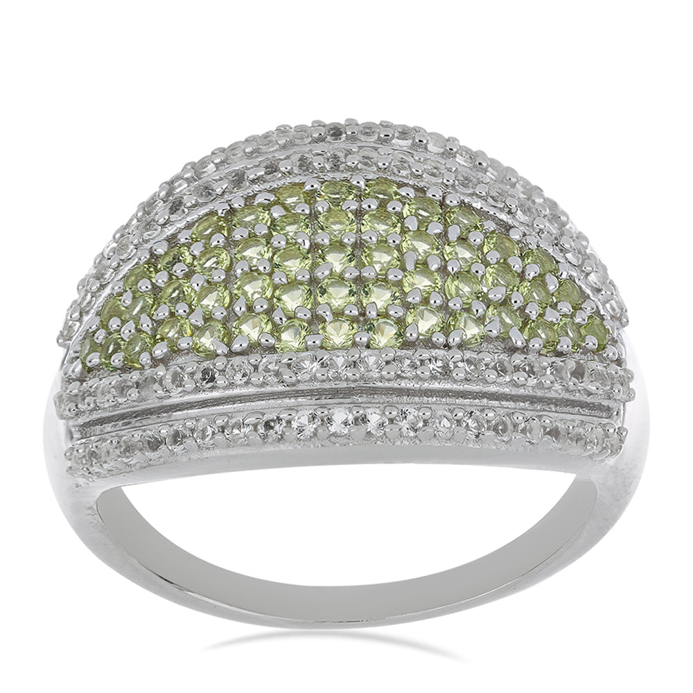 Silberring mit Peridot aus Changbai und weißem Topas 3 