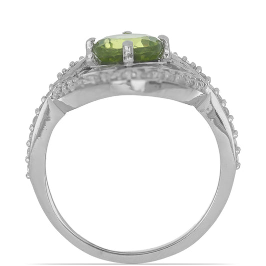 Silberring mit Peridot aus Changbai und weißem Topas