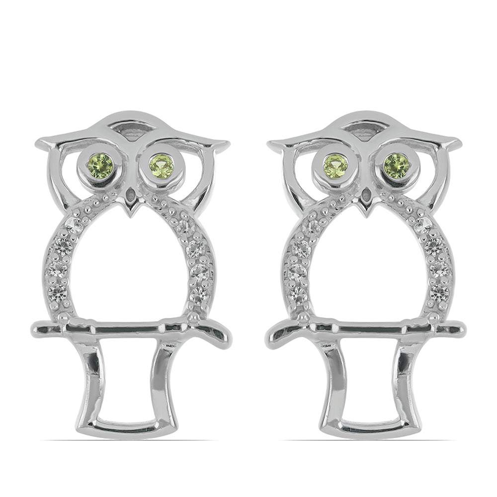 Silberohrringe mit Peridot aus Changbai und weißem Topas