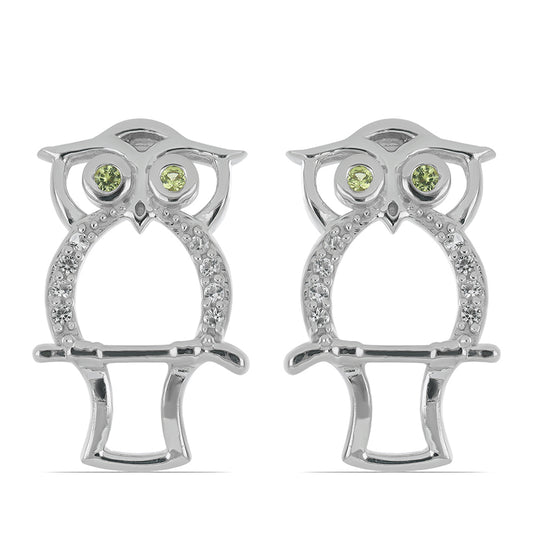 Silberohrringe mit Peridot aus Changbai und weißem Topas