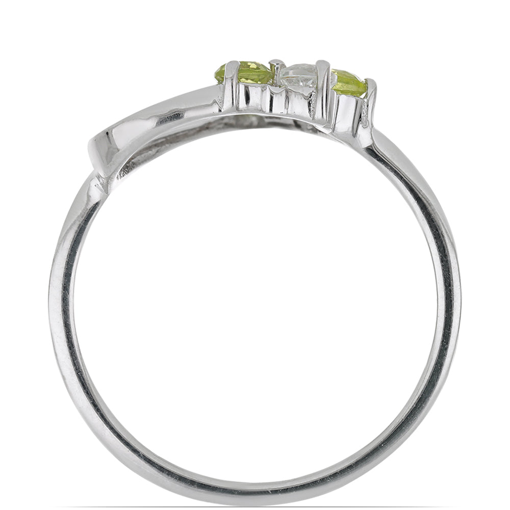 Silberring mit Peridot aus Changbai und weißem Topas 2 