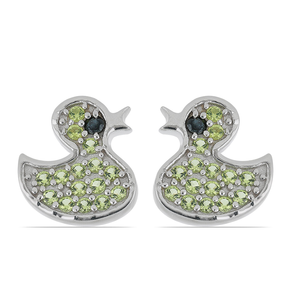 Silberohrringe mit Peridot aus Changbai und schwarzem Spinell aus Gorno Badakhshan