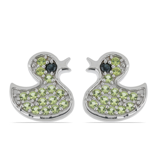 Silberohrringe mit Peridot aus Changbai und schwarzem Spinell aus Gorno Badakhshan