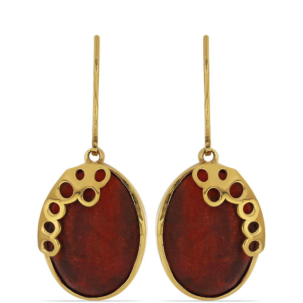 Goldplattierte Silberohrringe mit roter Schwammkoralle 1 