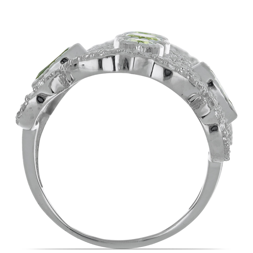 Silberring mit Peridot aus Changbai und weißem Topas