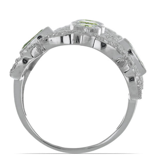 Silberring mit Peridot aus Changbai und weißem Topas