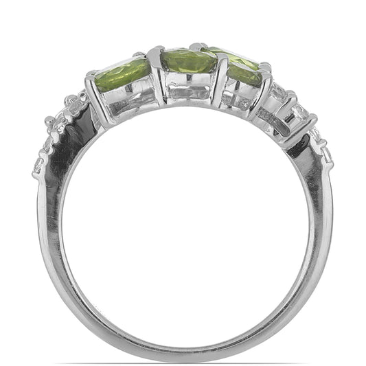 Silberring mit Peridot aus Changbai und weißem Topas