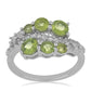Silberring mit Peridot aus Changbai und weißem Topas