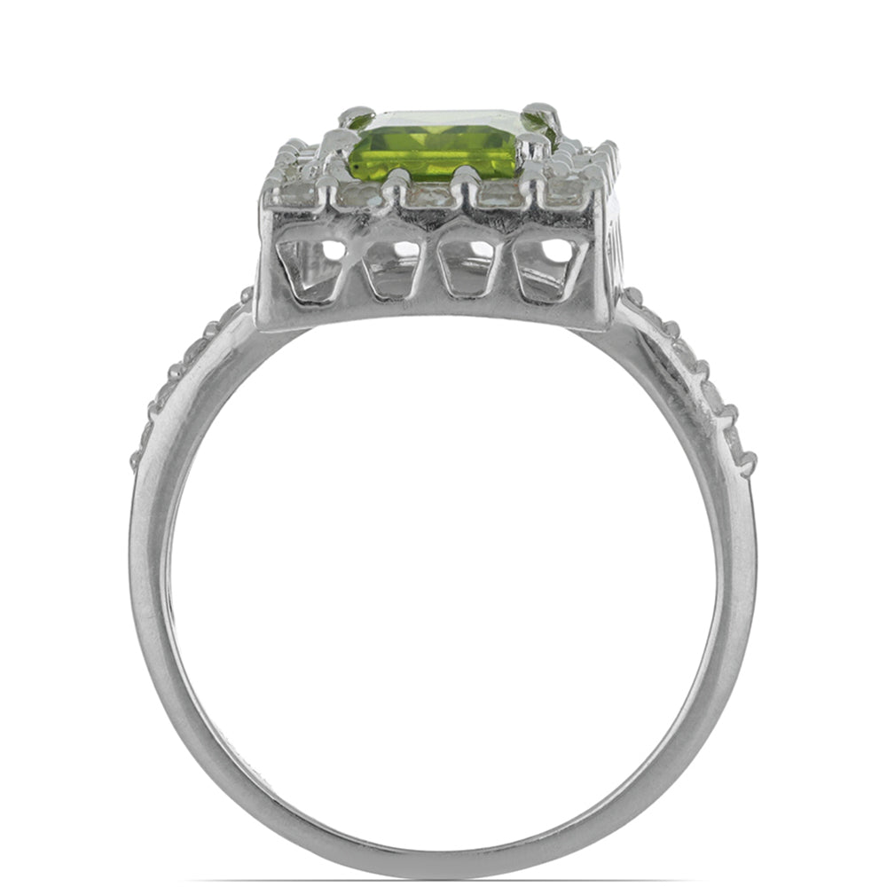 Silberring mit Peridot aus Changbai und weißem Topas 2 