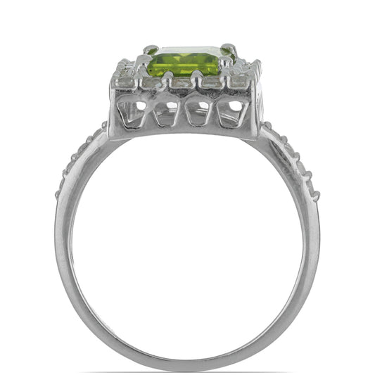 Silberring mit Peridot aus Changbai und weißem Topas