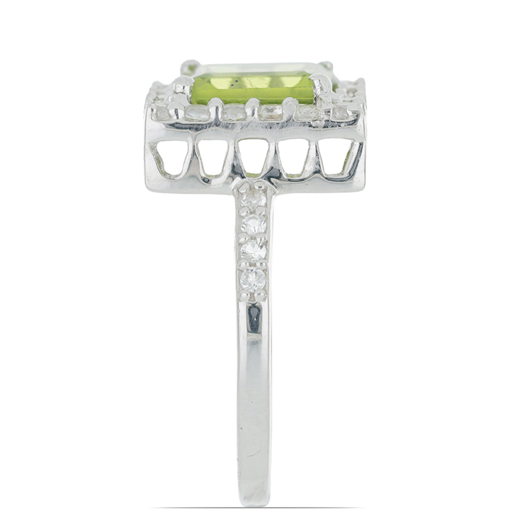 Silberring mit Peridot aus Changbai und weißem Topas 4 